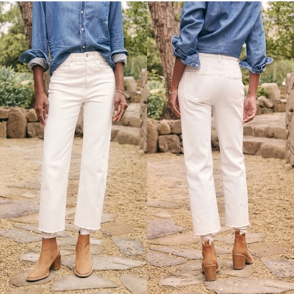 Frank & Eileen Monaghan Cream raw hem Jeans